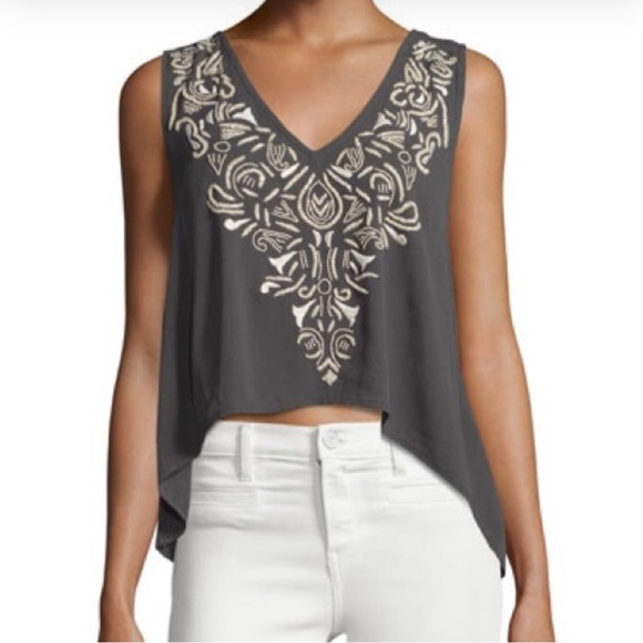 TULAROSA Beaded high low tank top size small - Picture 2 of 9